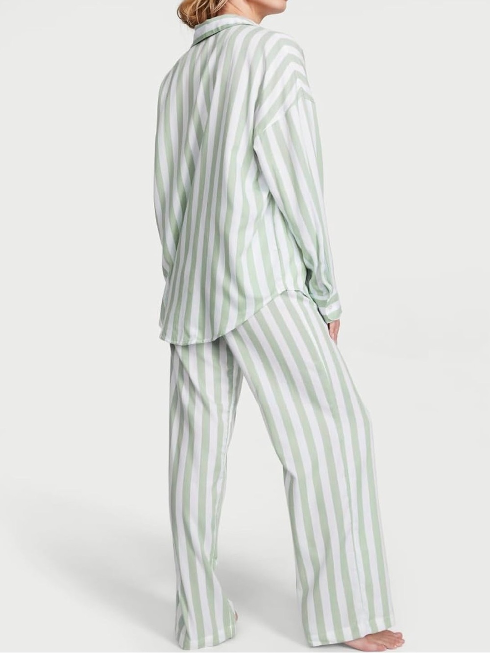 Victoria's Secret Green and White Stripe Pajama Set